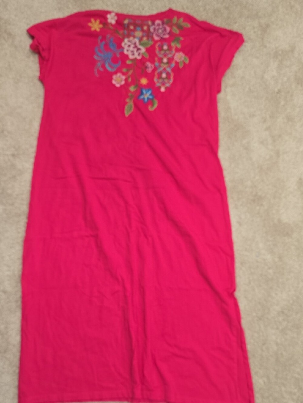 Johnny Was Hot Pink Embroidered Maxi Dress - Picture 3 of 3